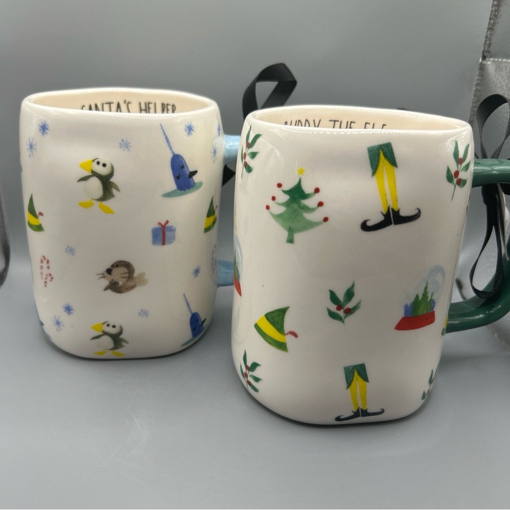 Rae Dunn BUDDY THE ELF And SANTA’S HELPER Whimsical ELF ICON Mug SET NEW